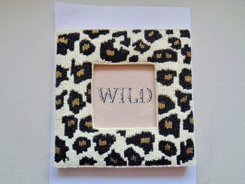 Square beaded leopard design - beaded,
